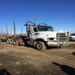Tridrive international log truck kenworth