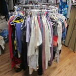 Store fixtures, round clothing rack, mannequin