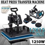 NEW 5 IN 1 HEAT PRESS SWING AWAY MACHINE SUBLIMATION HAT MUG HP5IN1H
